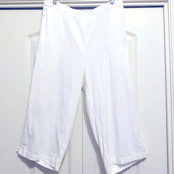 Woman Within Wide Leg White Linen blend pants Pull on Womens 18 Lagenlook Beach - Picture 1 of 13